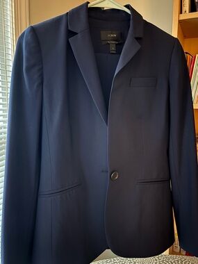 J. Crew Women’s Navy Single-Button Wool Suit - blazer with matching pants